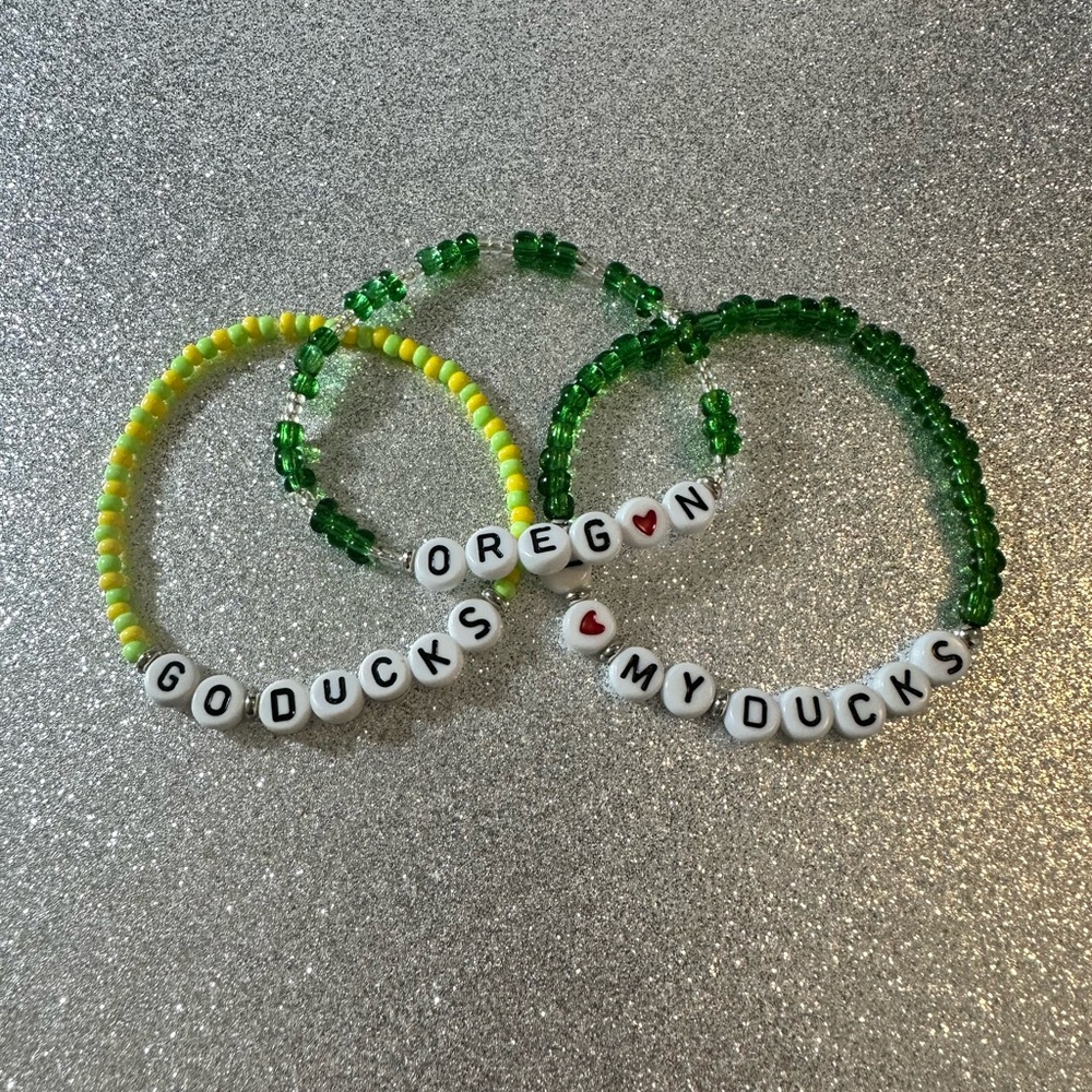 Set of 3 Oregon Duck Friendship Bracelets - Show Your Ducks Pride!